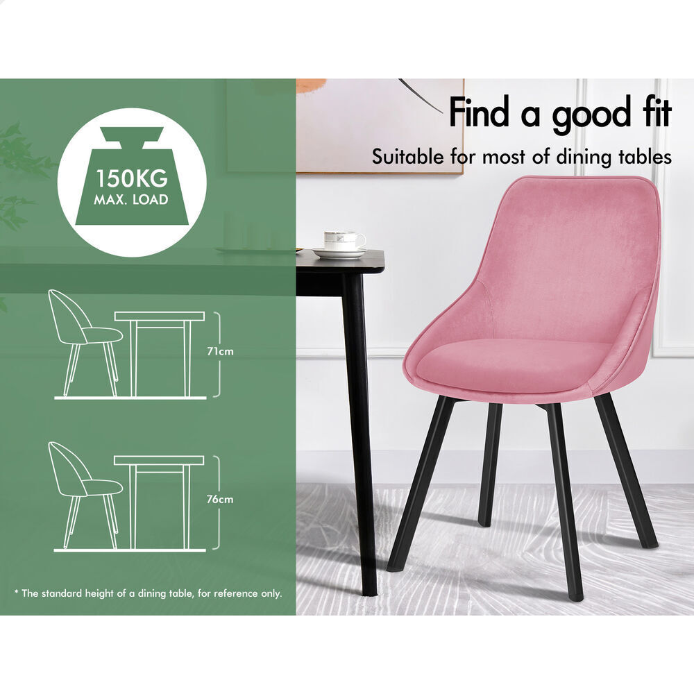 ALFORDSON 2x Dining Chairs Accent Kitchen Swivel Lounge Padded Seat Velvet Pink