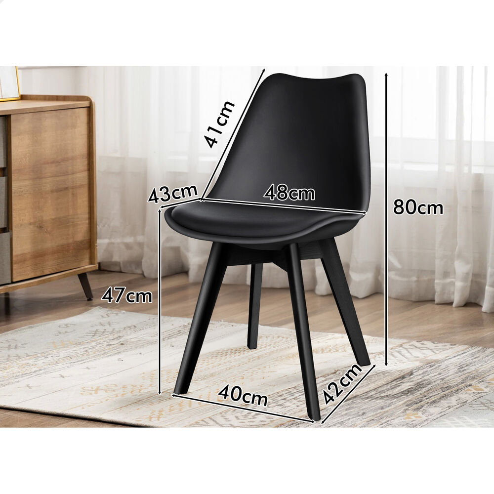 ALFORDSON 4x Dining Chairs Padding Retro PU Leather Kitchen Lounge Wooden Black