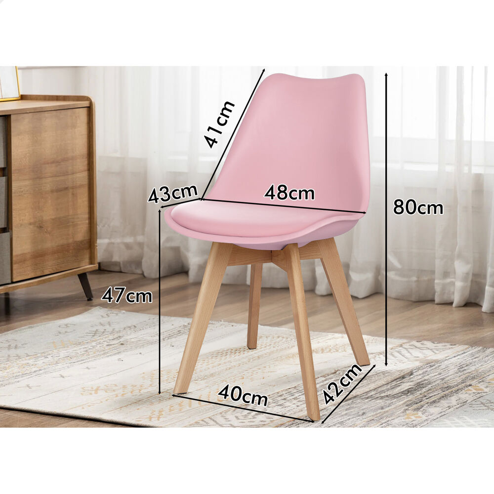 ALFORDSON 4x Dining Chairs Padding Retro PU Leather Kitchen Lounge Wooden Pink