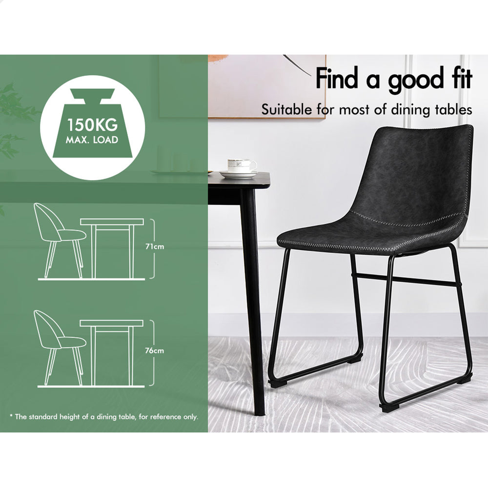 ALFORDSON 2x Dining Chairs PU Leather Black