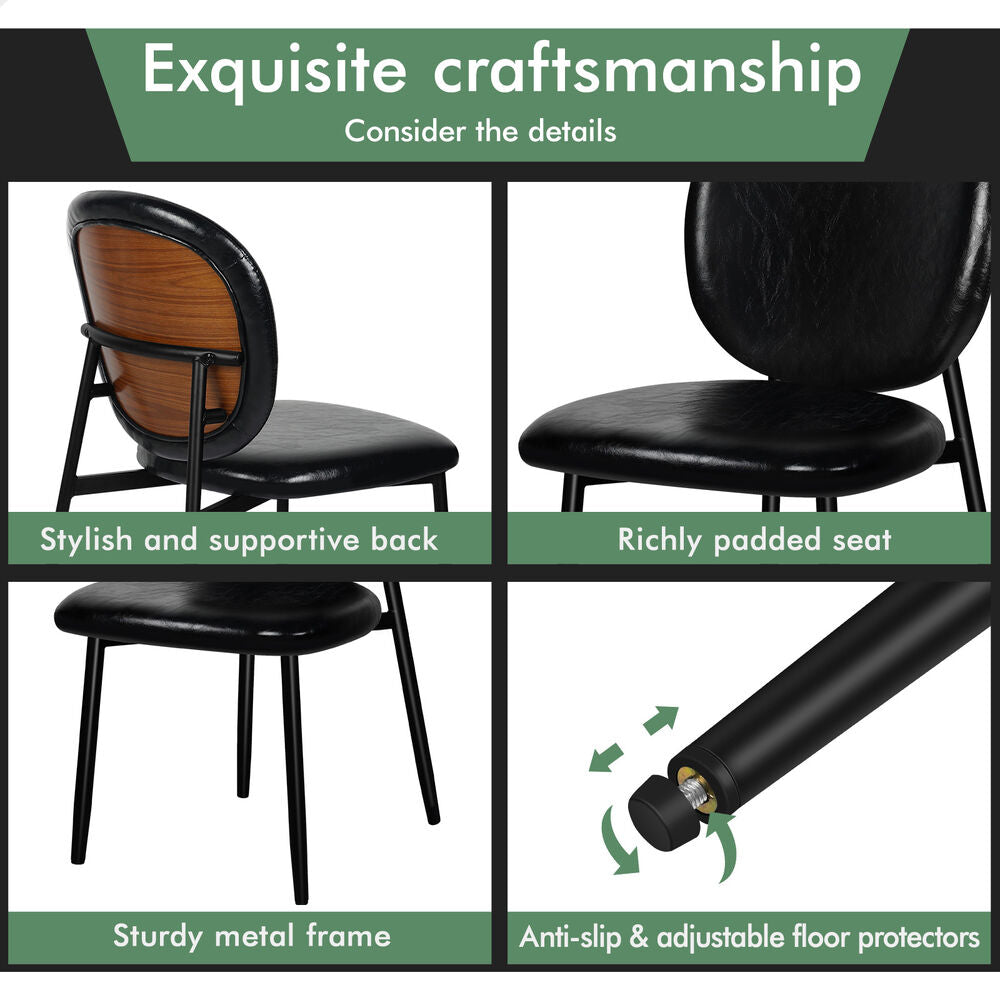 ALFORDSON 2x Dining Chairs Accent Kitchen Lounge Curved Back PU Leather Black