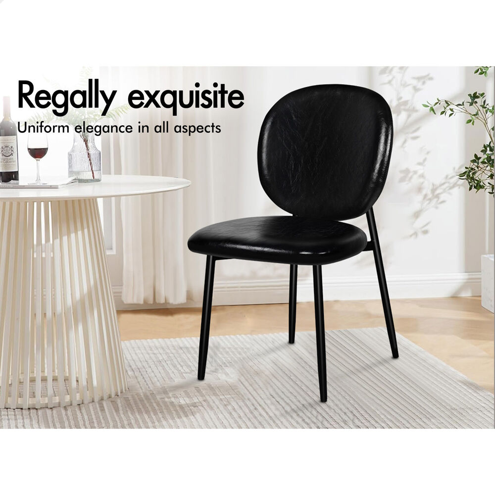 ALFORDSON 2x Dining Chairs Accent Kitchen Lounge Curved Back PU Leather Black