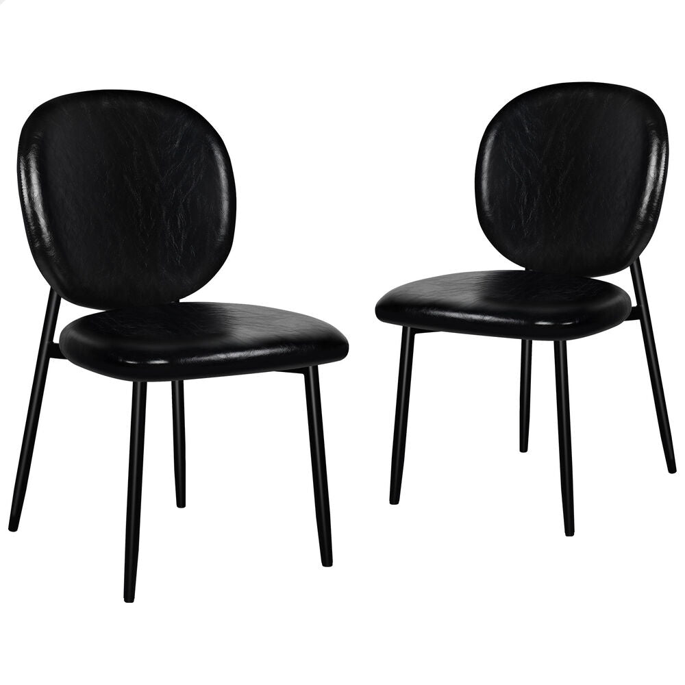 ALFORDSON 2x Dining Chairs Accent Kitchen Lounge Curved Back PU Leather Black