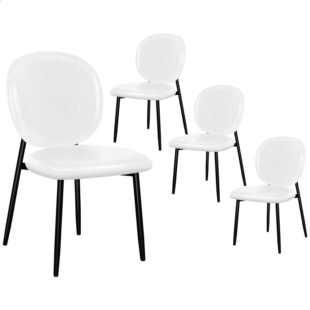 ALFORDSON 4x Dining Chairs Accent Kitchen Lounge Curved Back PU Leather White