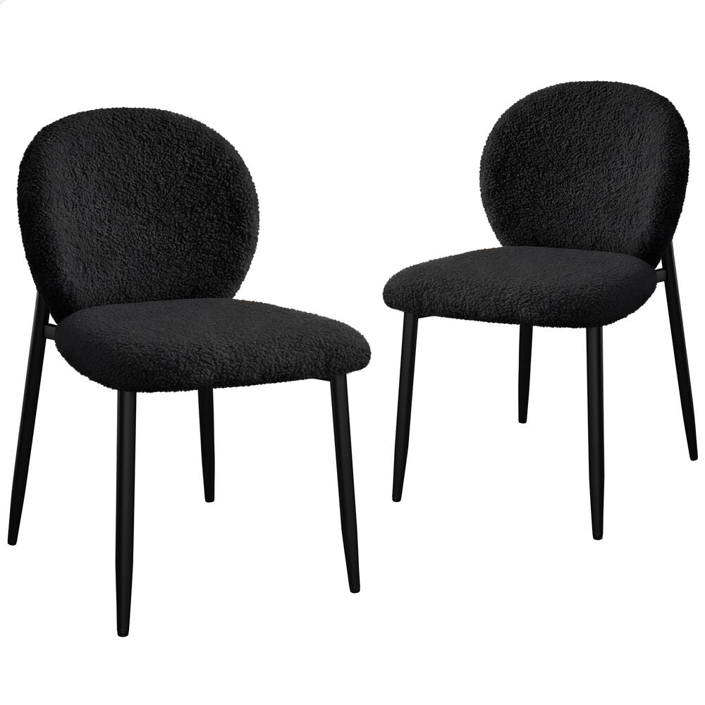 ALFORDSON 2x Dining Chairs Cafe Kitchen Lounge Curved Wooden Back Sherpa Black