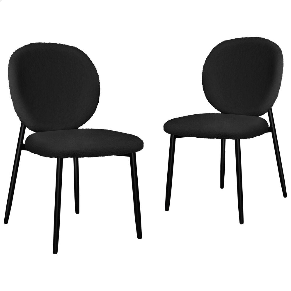 ALFORDSON 2x Dining Chairs Cafe Kitchen Lounge Curved Wooden Back Sherpa Black