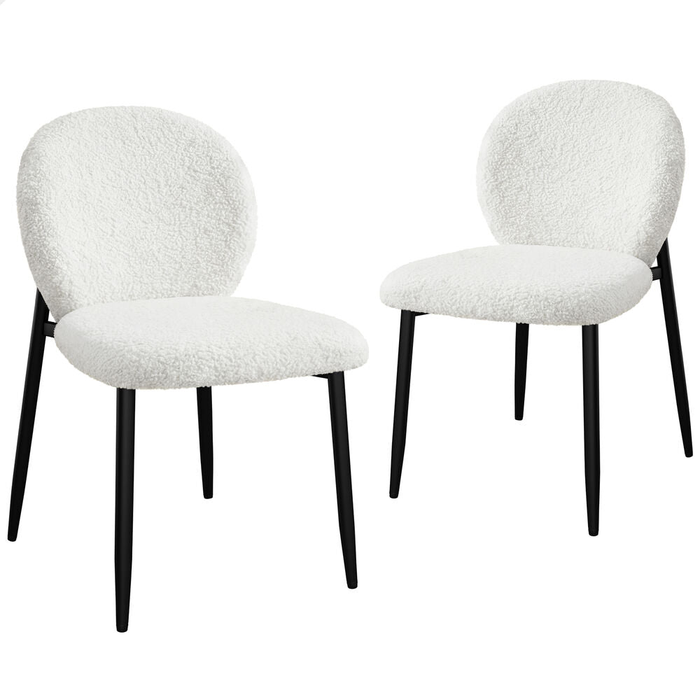 ALFORDSON 2x Dining Chairs Cafe Kitchen Lounge Curved Wooden Back Sherpa White