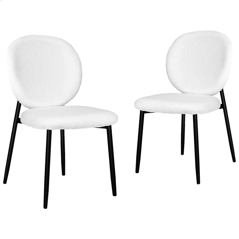 ALFORDSON 2x Dining Chairs Cafe Kitchen Lounge Curved Wooden Back Sherpa White