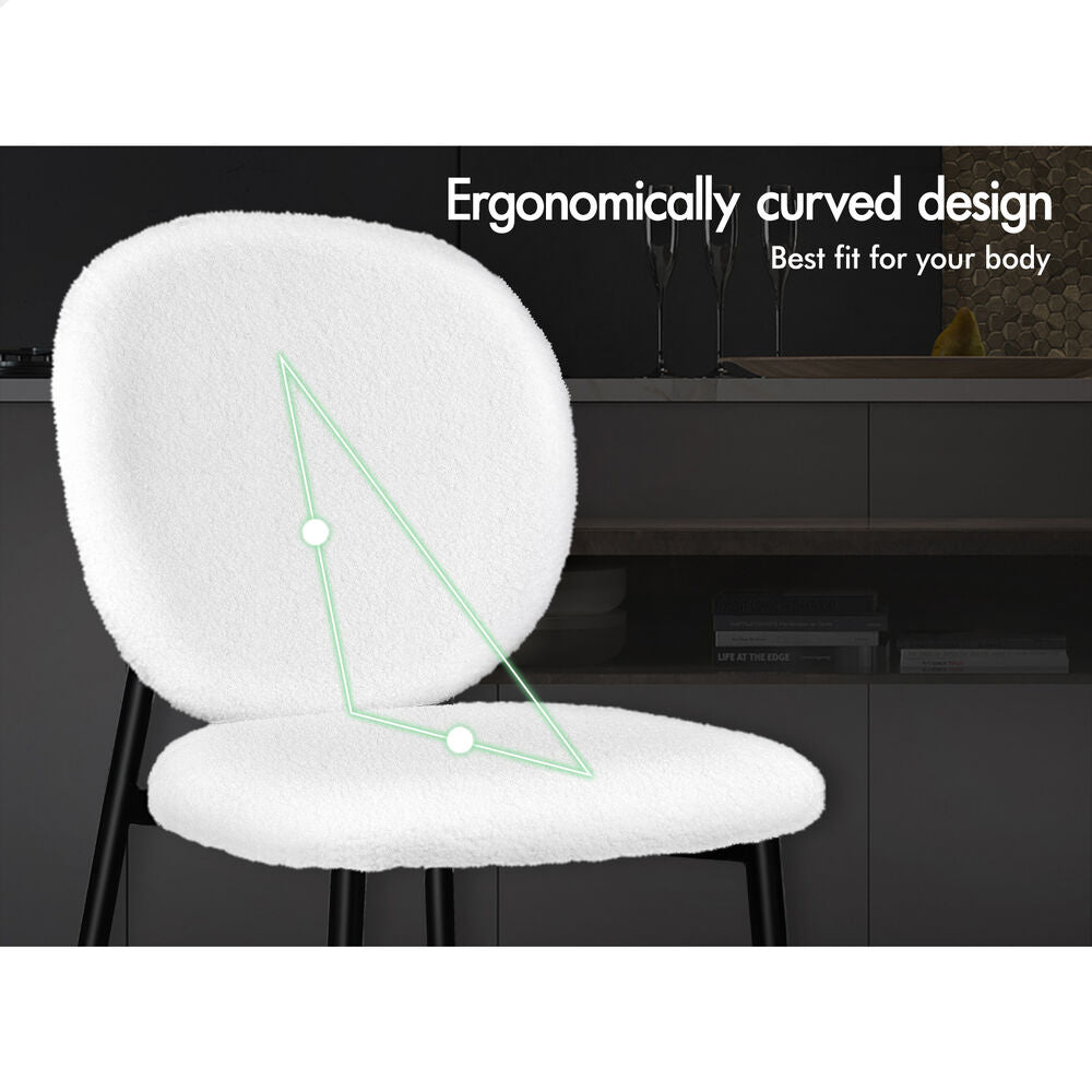 ALFORDSON 4x Dining Chairs Cafe Kitchen Lounge Curved Wooden Back Sherpa White