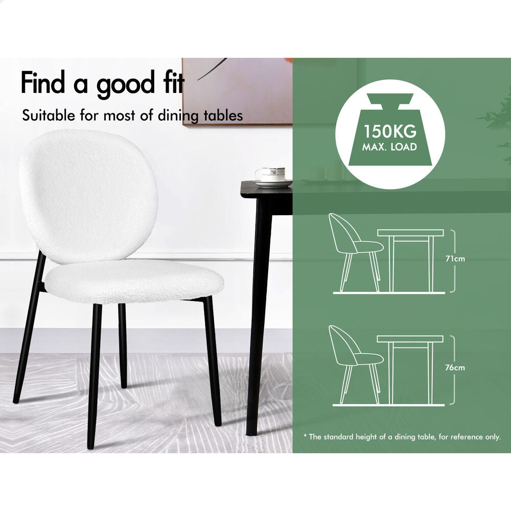ALFORDSON 4x Dining Chairs Cafe Kitchen Lounge Curved Wooden Back Sherpa White