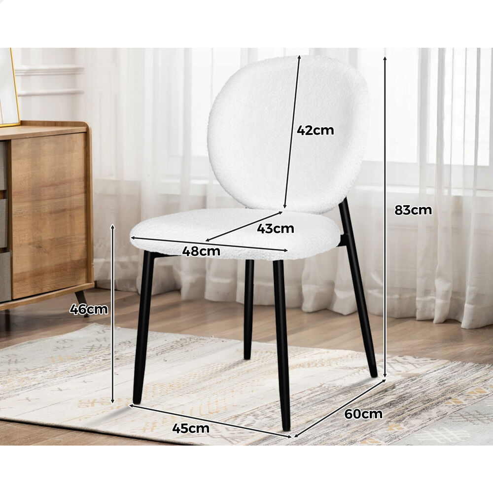 ALFORDSON 4x Dining Chairs Cafe Kitchen Lounge Curved Wooden Back Sherpa White