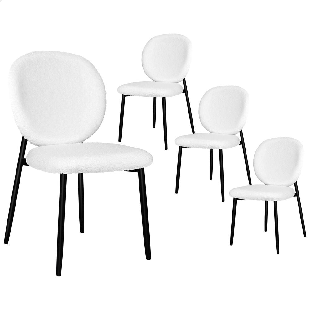 ALFORDSON 4x Dining Chairs Cafe Kitchen Lounge Curved Wooden Back Sherpa White