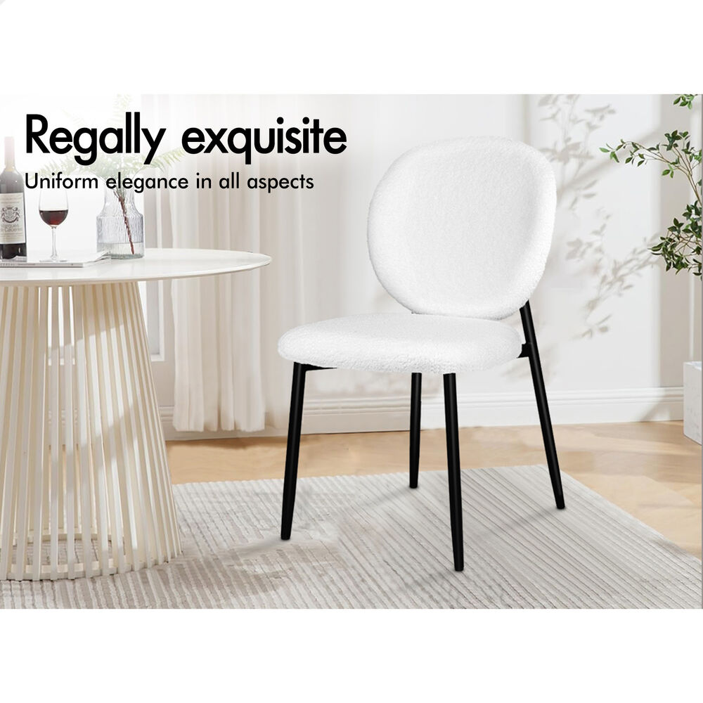 ALFORDSON 4x Dining Chairs Cafe Kitchen Lounge Curved Wooden Back Sherpa White