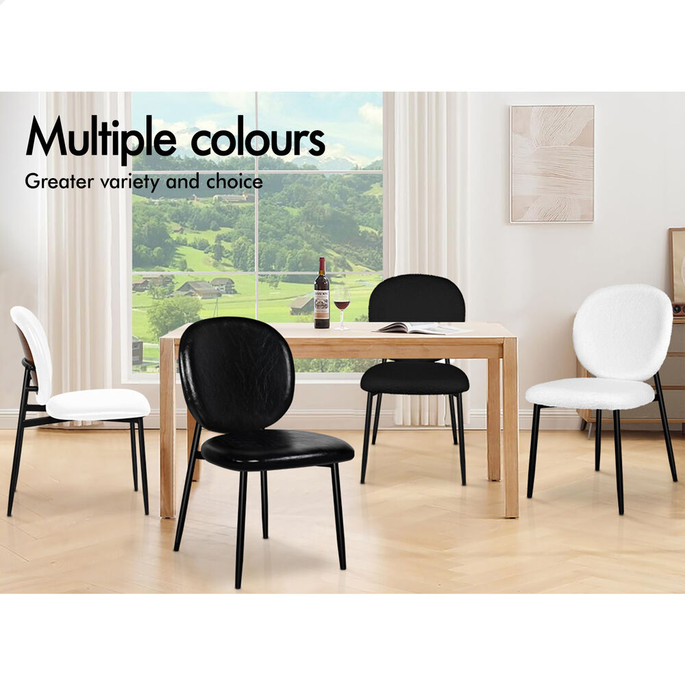 ALFORDSON 4x Dining Chairs Cafe Kitchen Lounge Curved Wooden Back Sherpa White