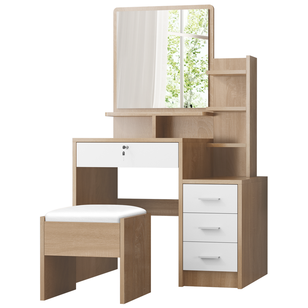 ALFORDSON Dressing Table Set Stool Side Cabinet Oak