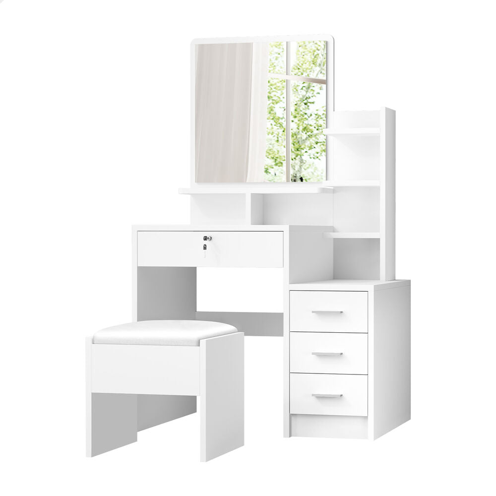 ALFORDSON Dressing Table Set Stool Side Cabinet White