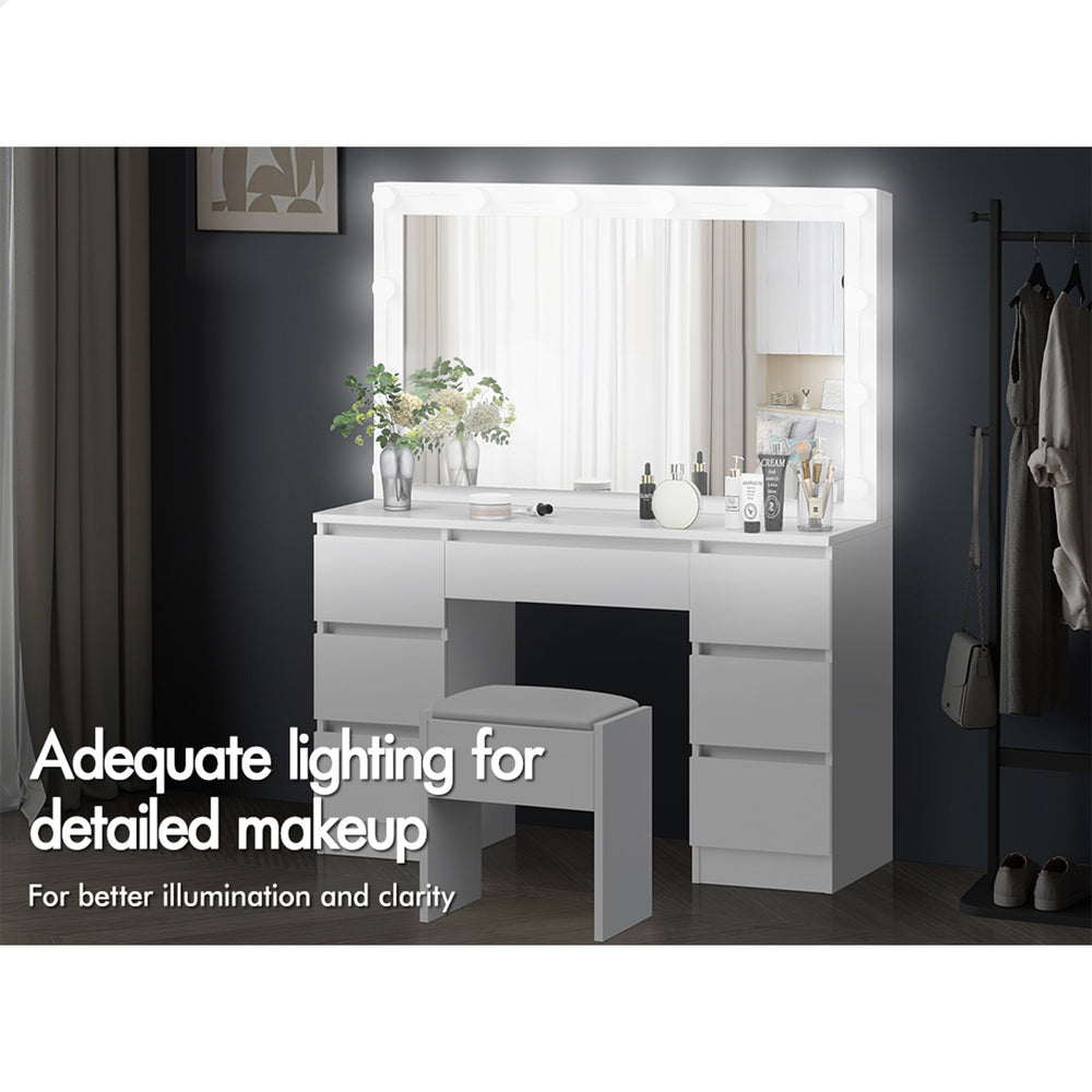 ALFORDSON Dressing Table Stool Set 12 Bulbs White