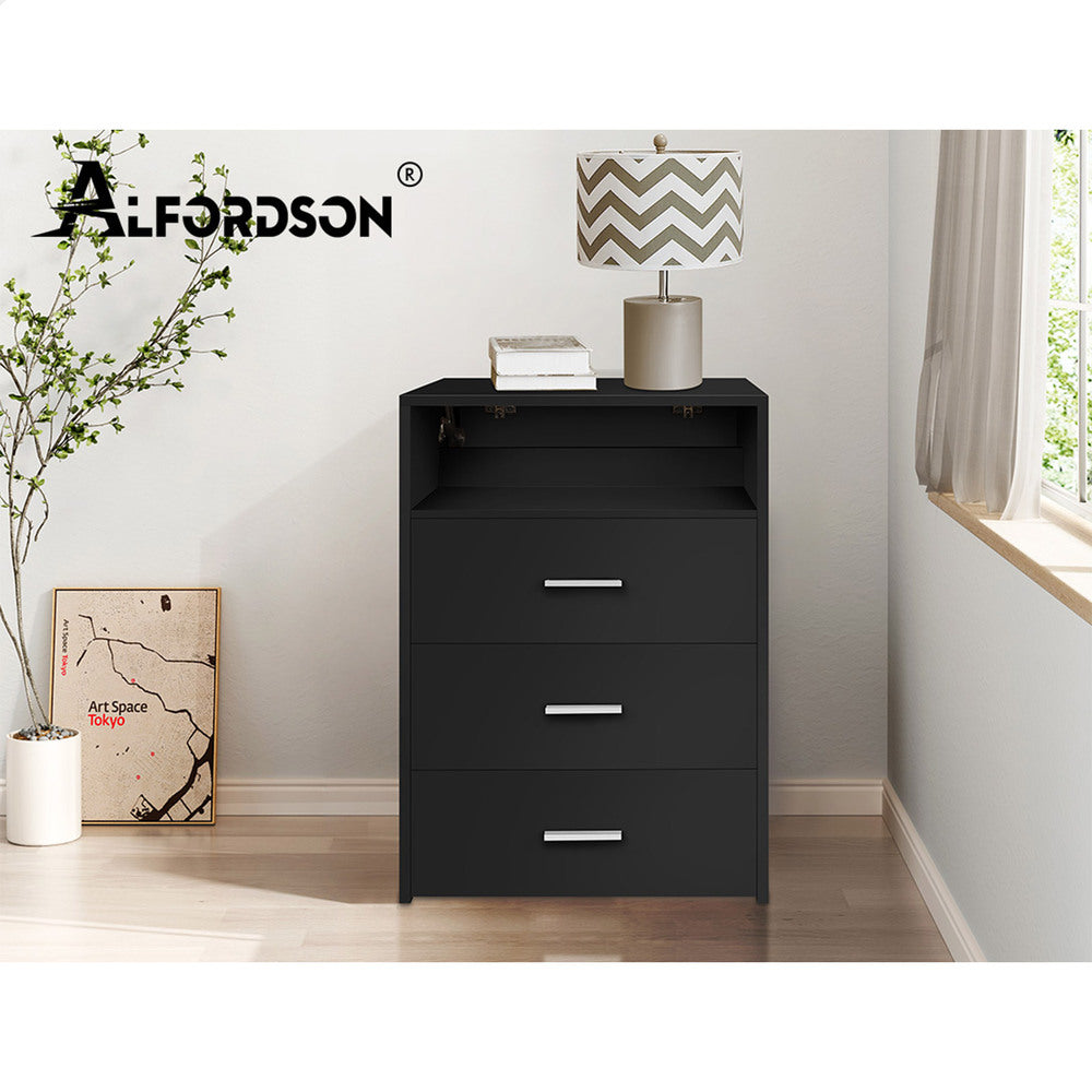 ALFORDSON Dressing Table Stool Set 2-In-1 Makeup Mirror Storage Desk Black