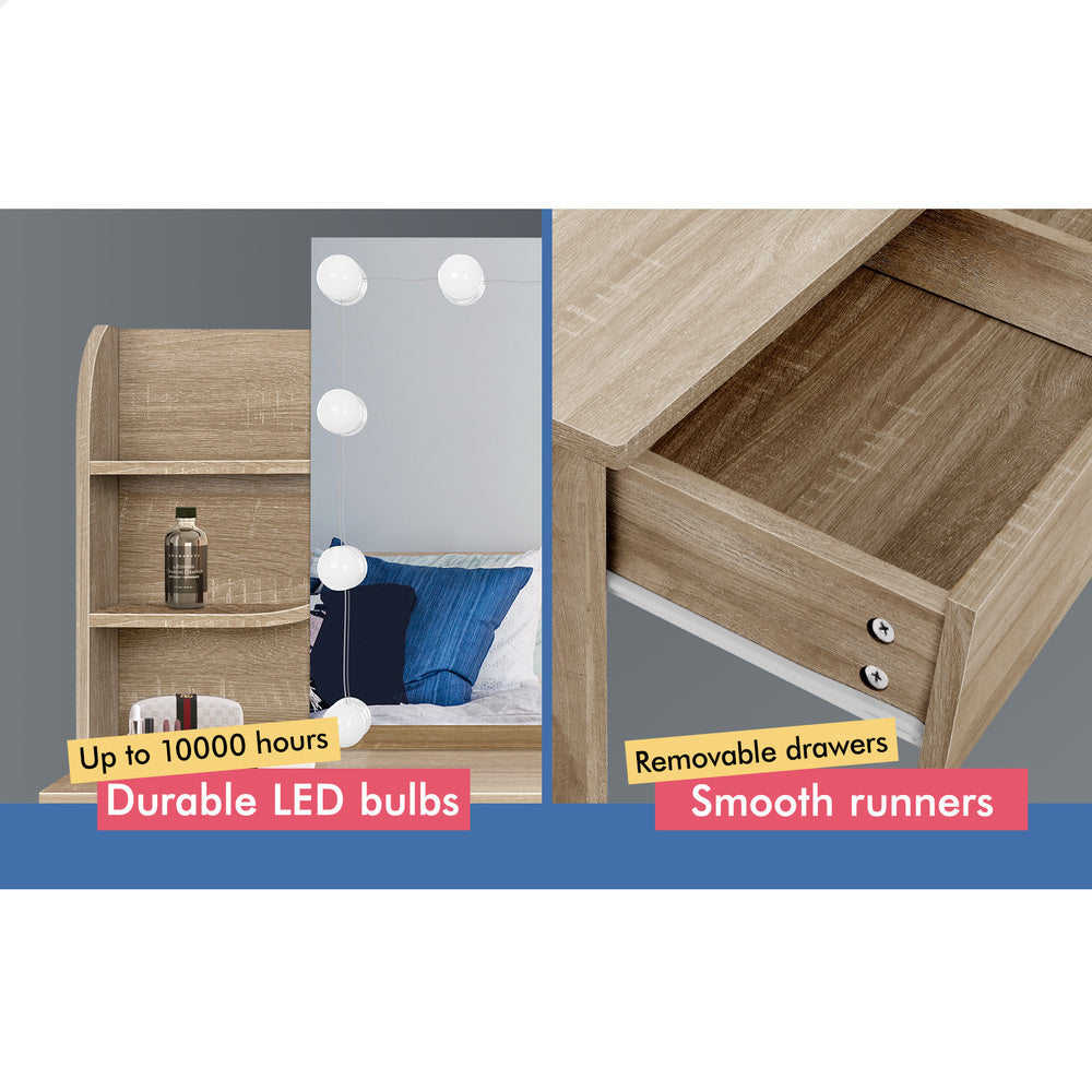 ALFORDSON Dressing Table Stool Set Makeup Mirror Wood