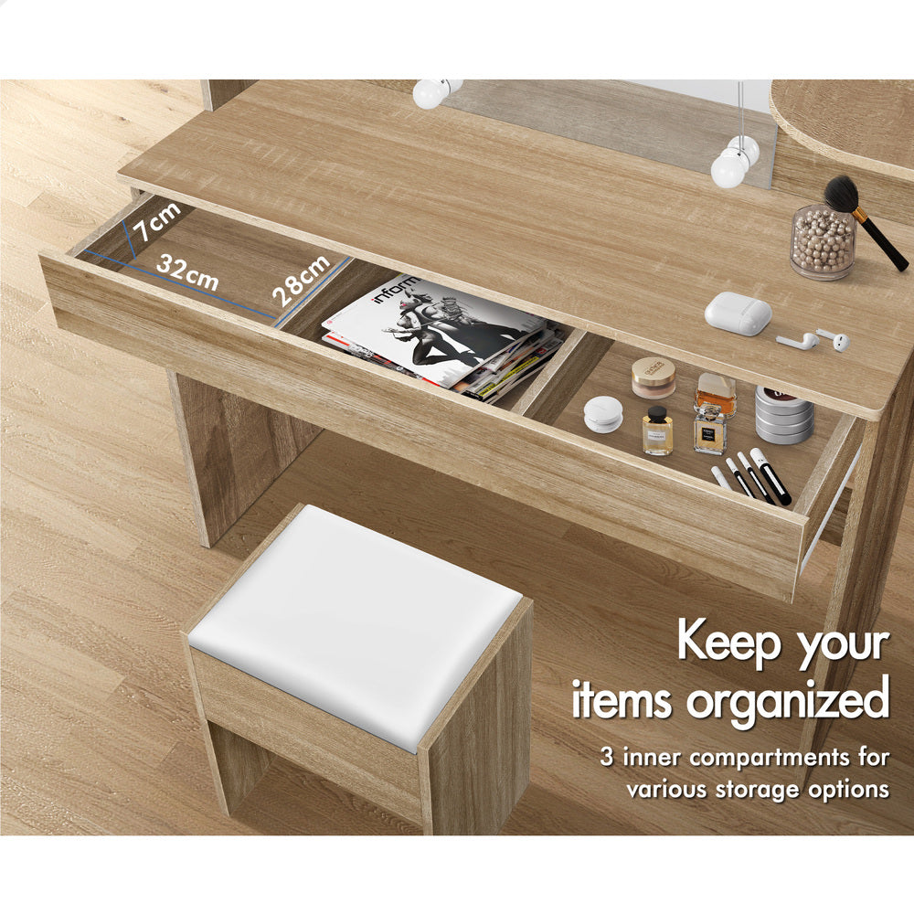 ALFORDSON Dressing Table Stool Set Makeup Mirror Wood
