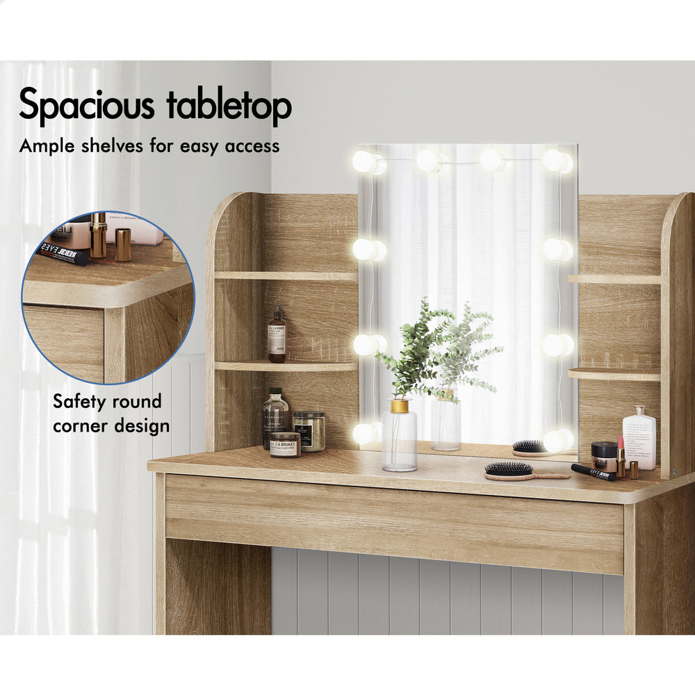 ALFORDSON Dressing Table Stool Set Makeup Mirror Wood