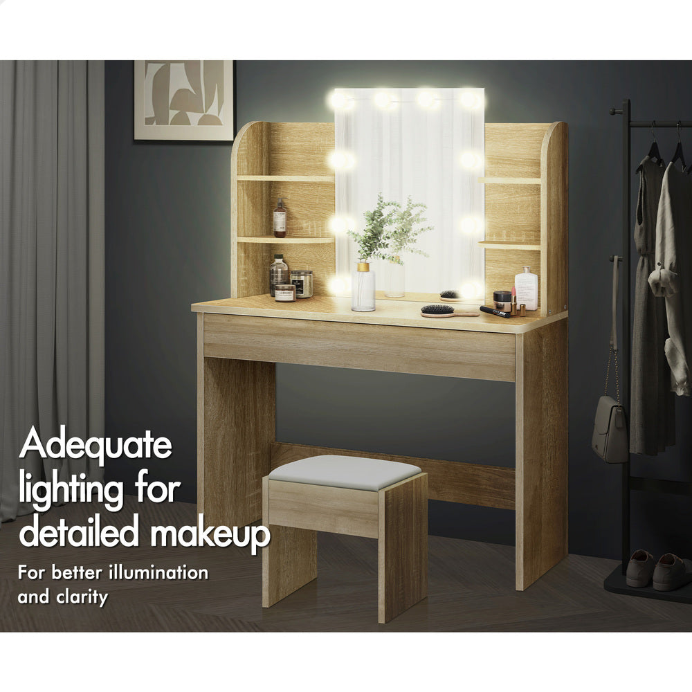 ALFORDSON Dressing Table Stool Set Makeup Mirror Wood
