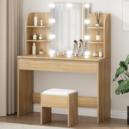 ALFORDSON Dressing Table Stool Set Makeup Mirror Wood