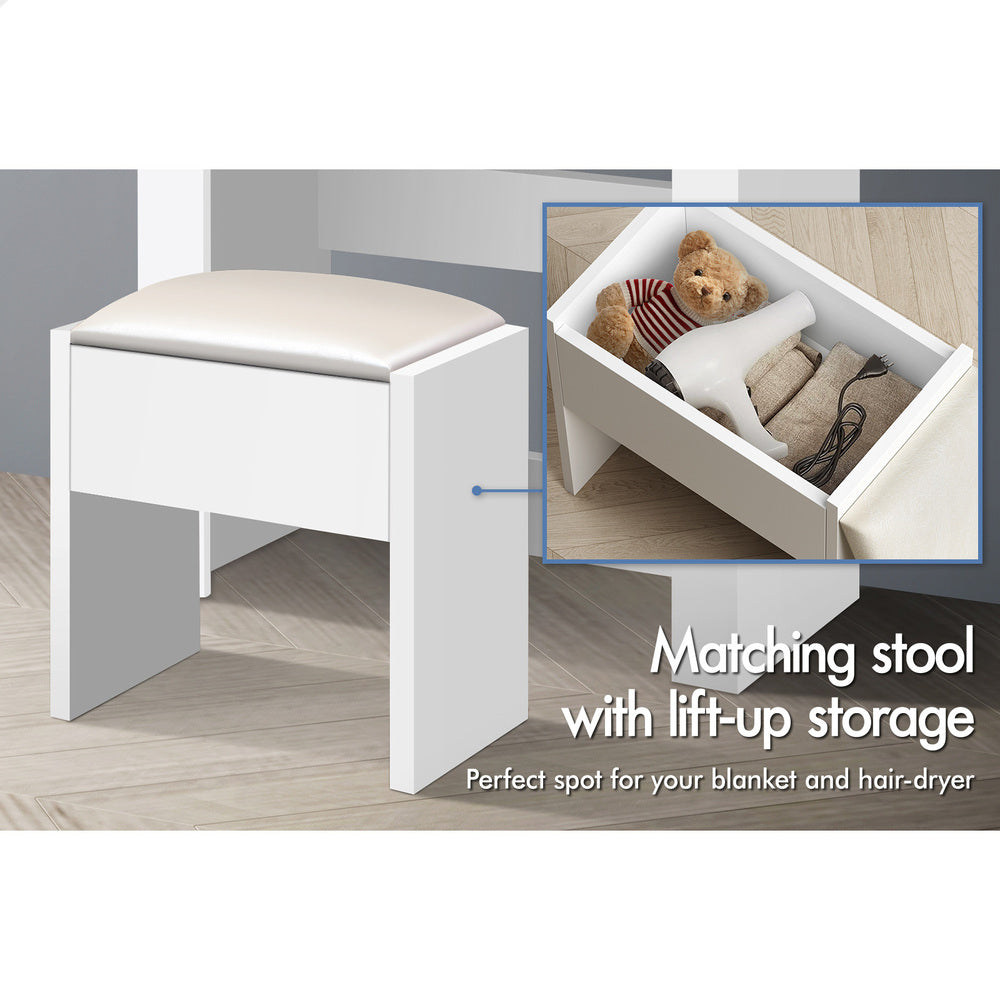 ALFORDSON Dressing Table Stool Set Sliding Makeup Mirror Vanity Desk White