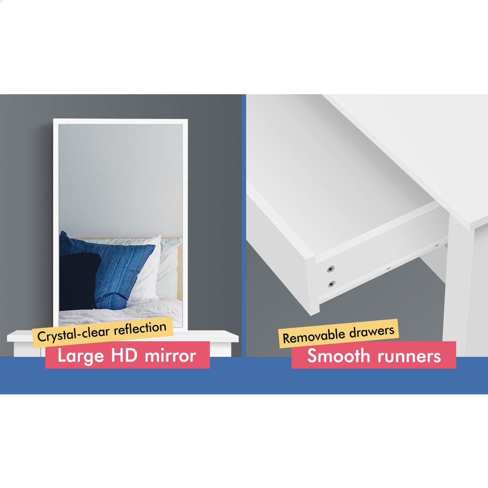 ALFORDSON Dressing Table Stool Set Sliding Makeup Mirror Vanity Desk White