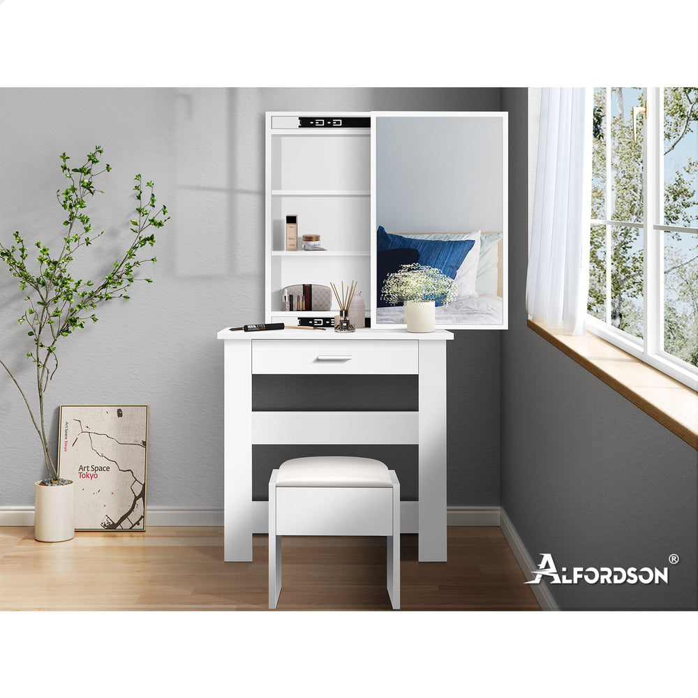 ALFORDSON Dressing Table Stool Set Sliding Makeup Mirror Vanity Desk White