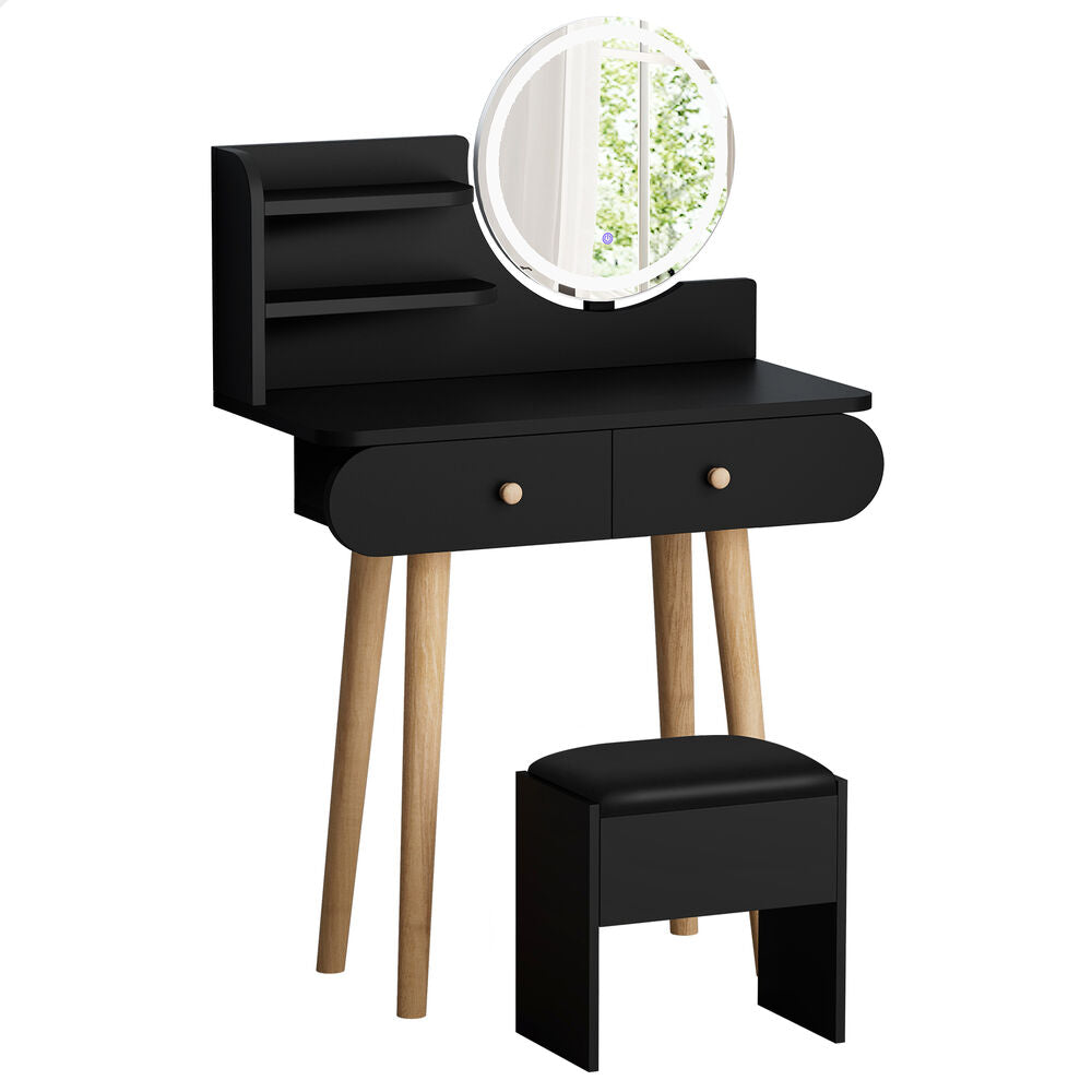 ALFORDSON Dressing Table Stool Set Makeup Mirror Vanity LED Light Black