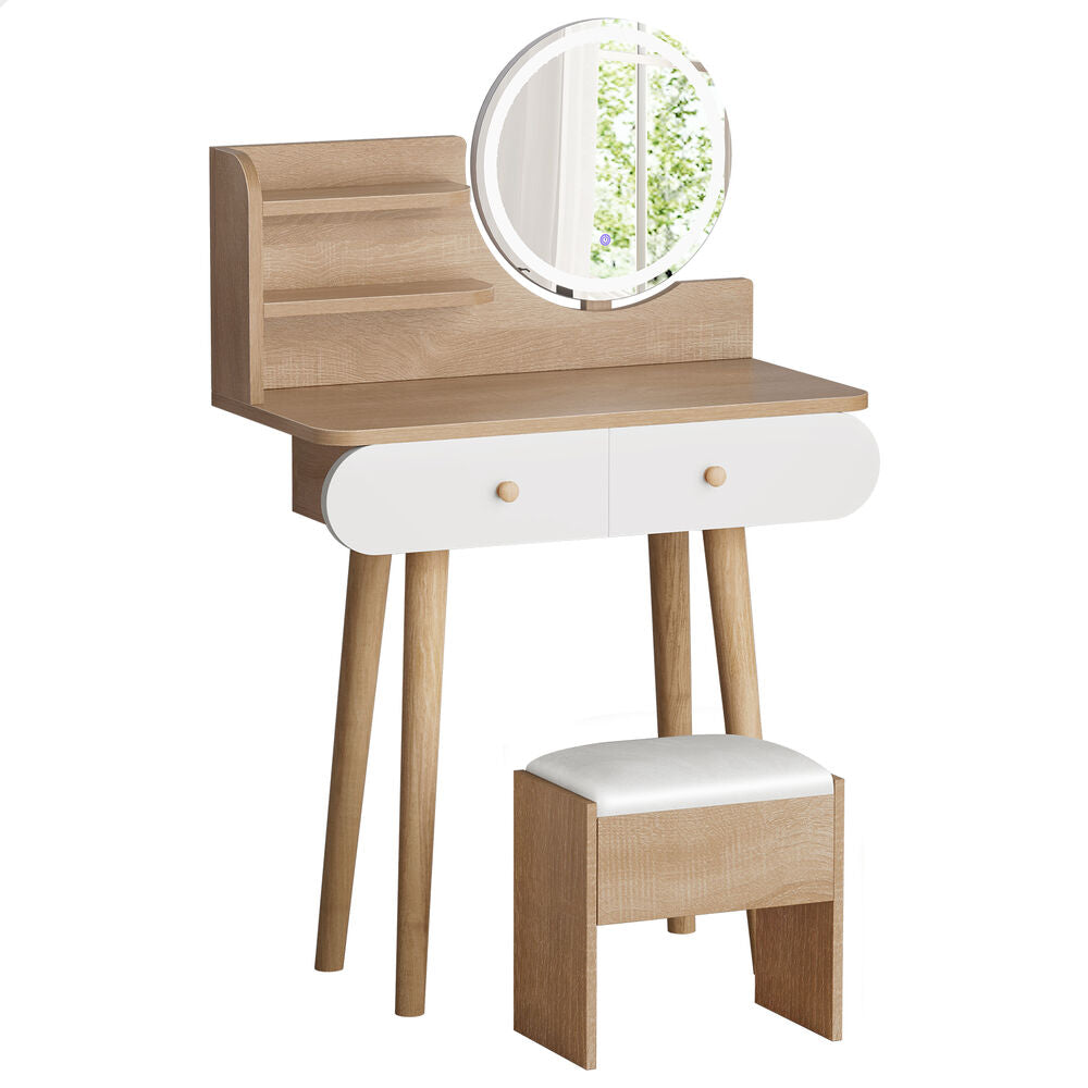 ALFORDSON Dressing Table Stool Set Makeup Mirror Vanity LED Light Wood
