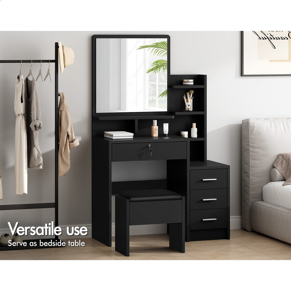 ALFORDSON Dressing Table Stool Set Makeup Mirror Cabinet Vanity Desk Black