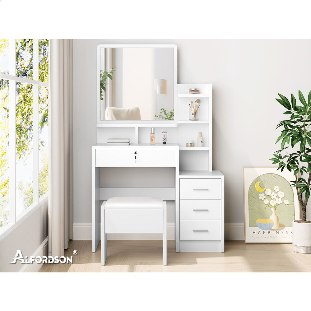 ALFORDSON Dressing Table Stool Set Makeup Mirror Cabinet Vanity Desk White