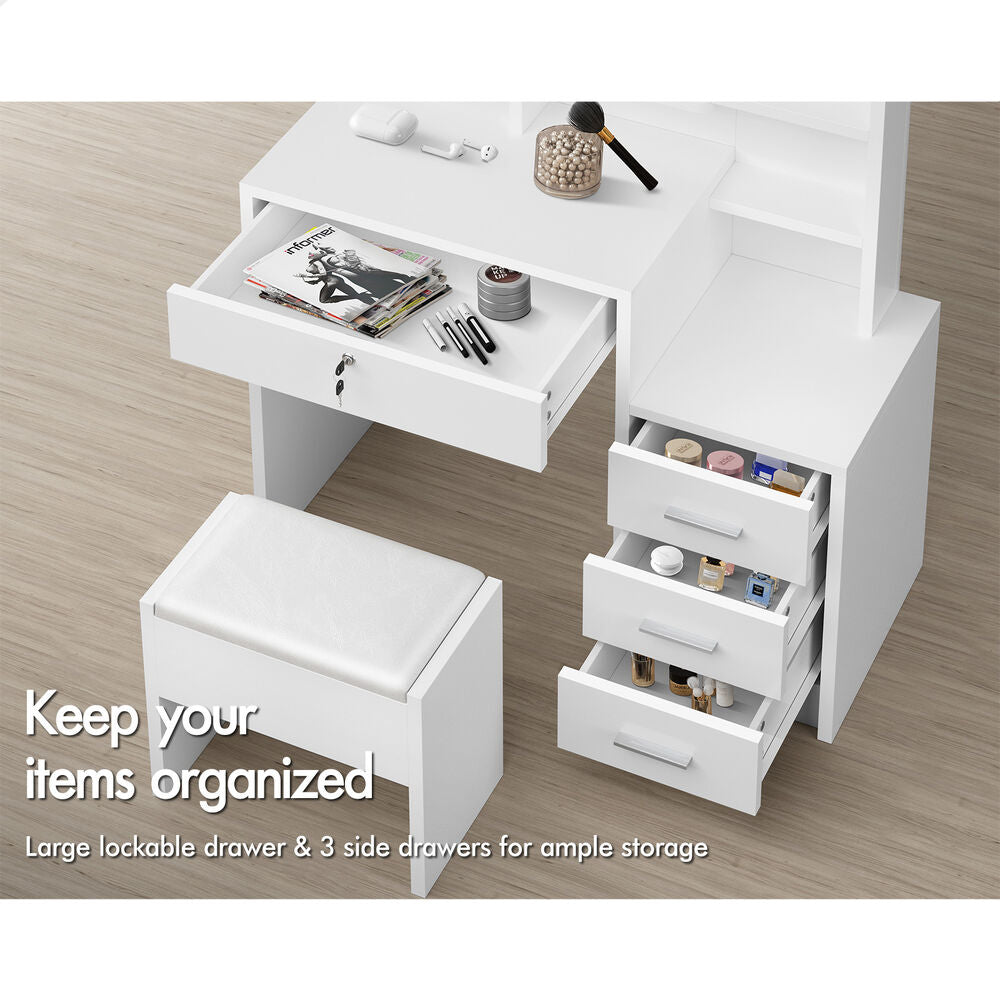 ALFORDSON Dressing Table Stool Set Makeup Mirror Cabinet Vanity Desk White