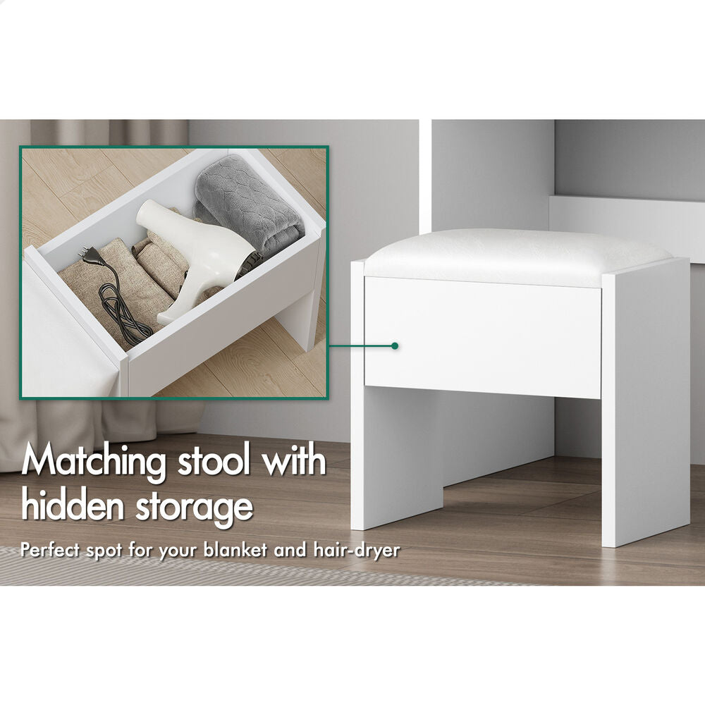 ALFORDSON Dressing Table Stool Set Makeup Mirror Cabinet Vanity Desk White
