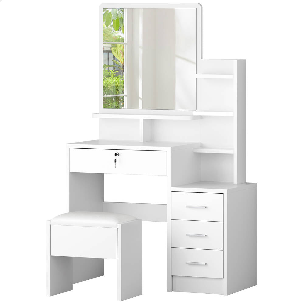 ALFORDSON Dressing Table Stool Set Makeup Mirror Cabinet Vanity Desk White