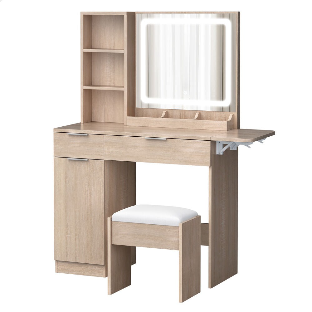 ALFORDSON Dressing Table Stool Set LED Vanity Desk Makeup Mirror Drawers Wood