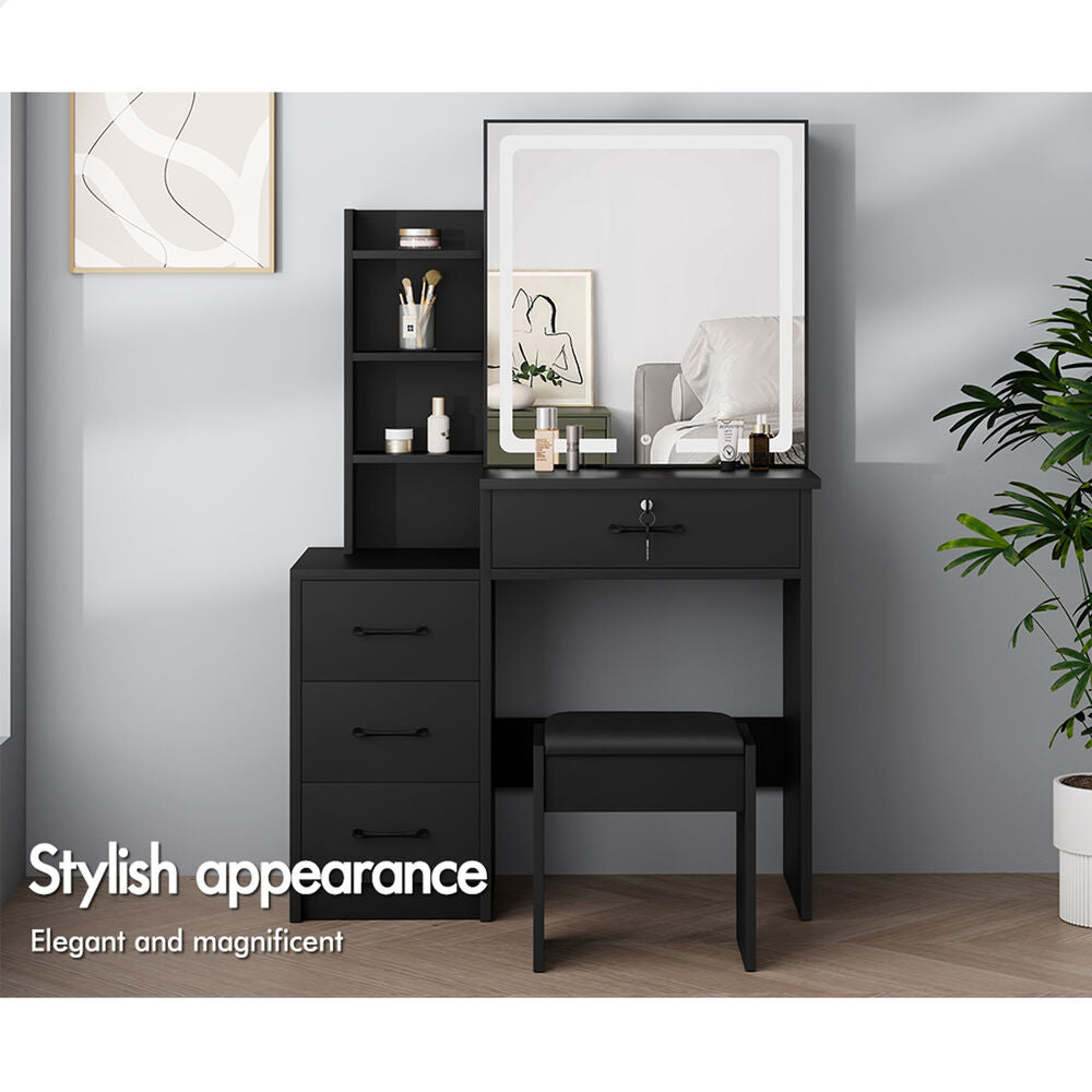 ALFORDSON Dressing Table Stool Set Makeup Mirror Vanity Desk Cabinet Black