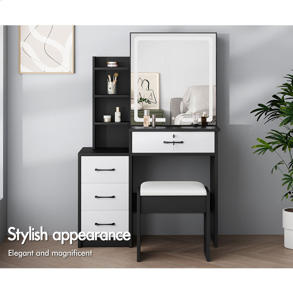 ALFORDSON Dressing Table Stool Set Makeup Mirror Vanity Desk Cabinet Black White