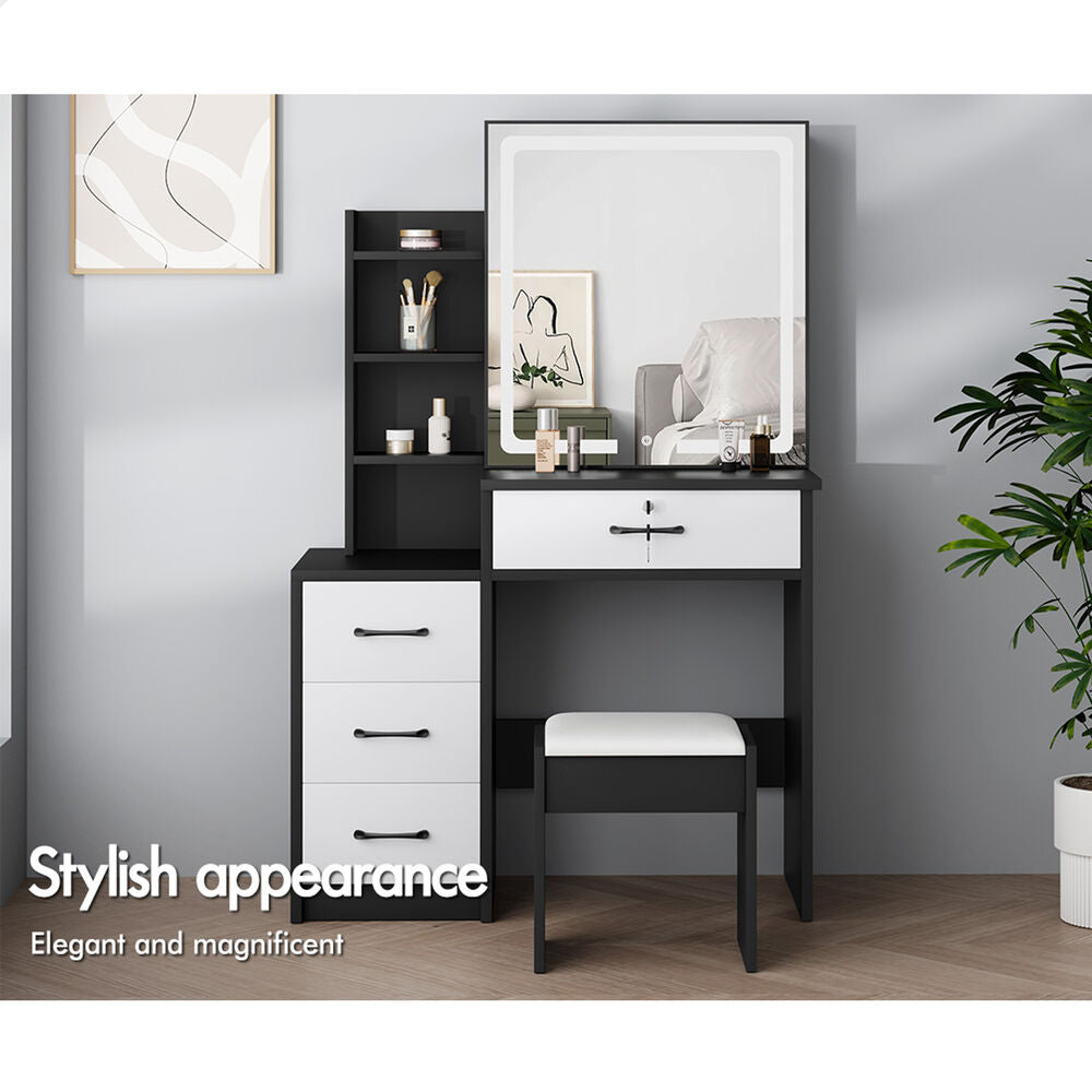 ALFORDSON Dressing Table Stool Set Makeup Mirror Vanity Desk Cabinet Black White