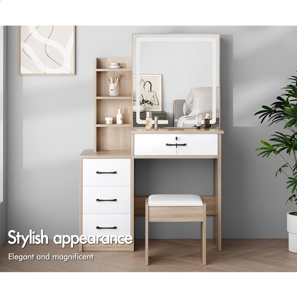 ALFORDSON Dressing Table Stool Set Makeup Mirror Vanity Desk Cabinet Wood
