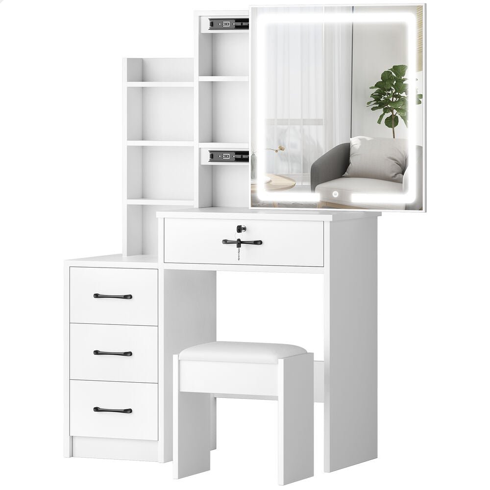 ALFORDSON Dressing Table Stool Set Makeup Mirror Vanity Desk Cabinet White