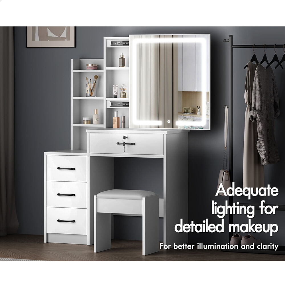 ALFORDSON Dressing Table Stool Set Makeup Mirror Vanity Desk Cabinet White