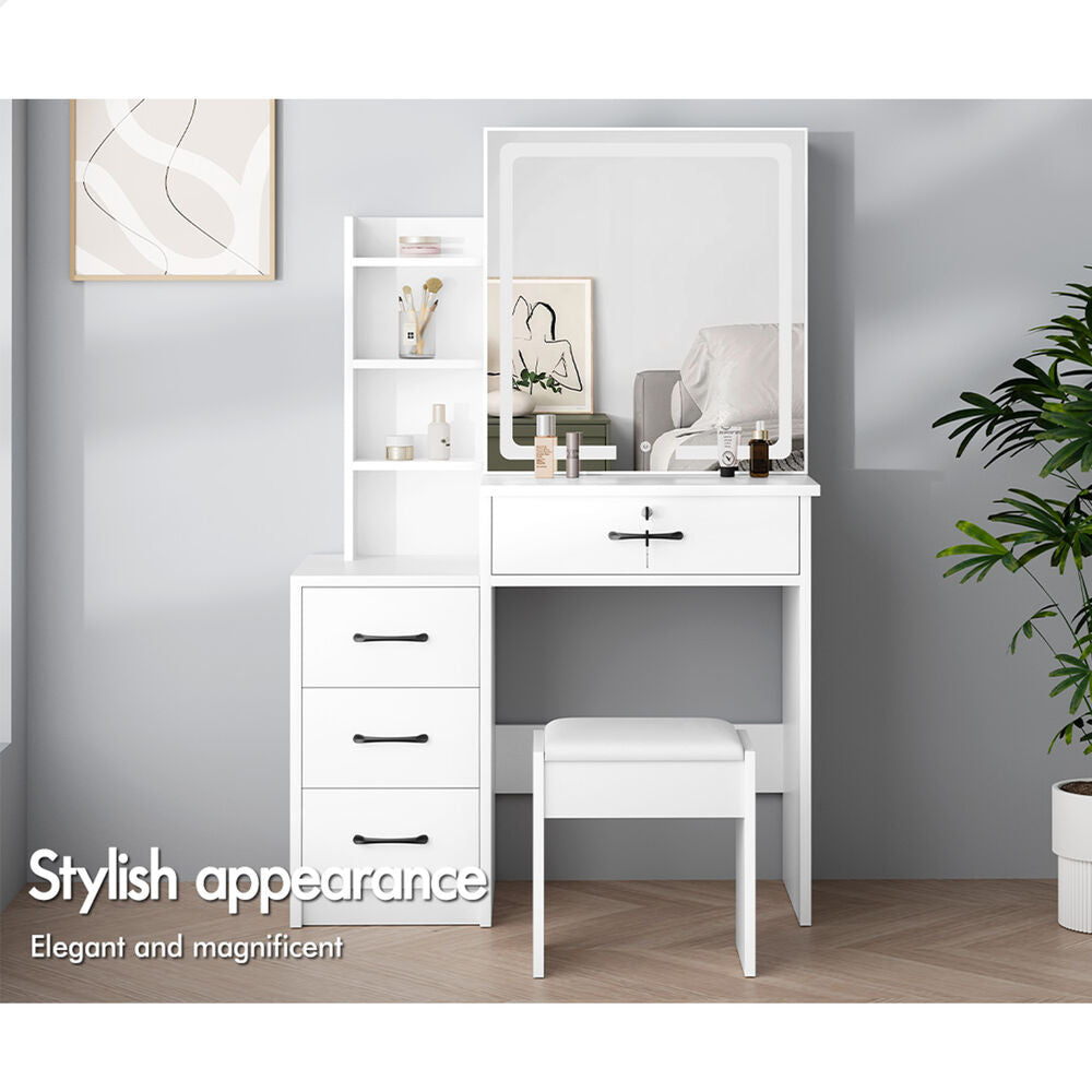 ALFORDSON Dressing Table Stool Set Makeup Mirror Vanity Desk Cabinet White