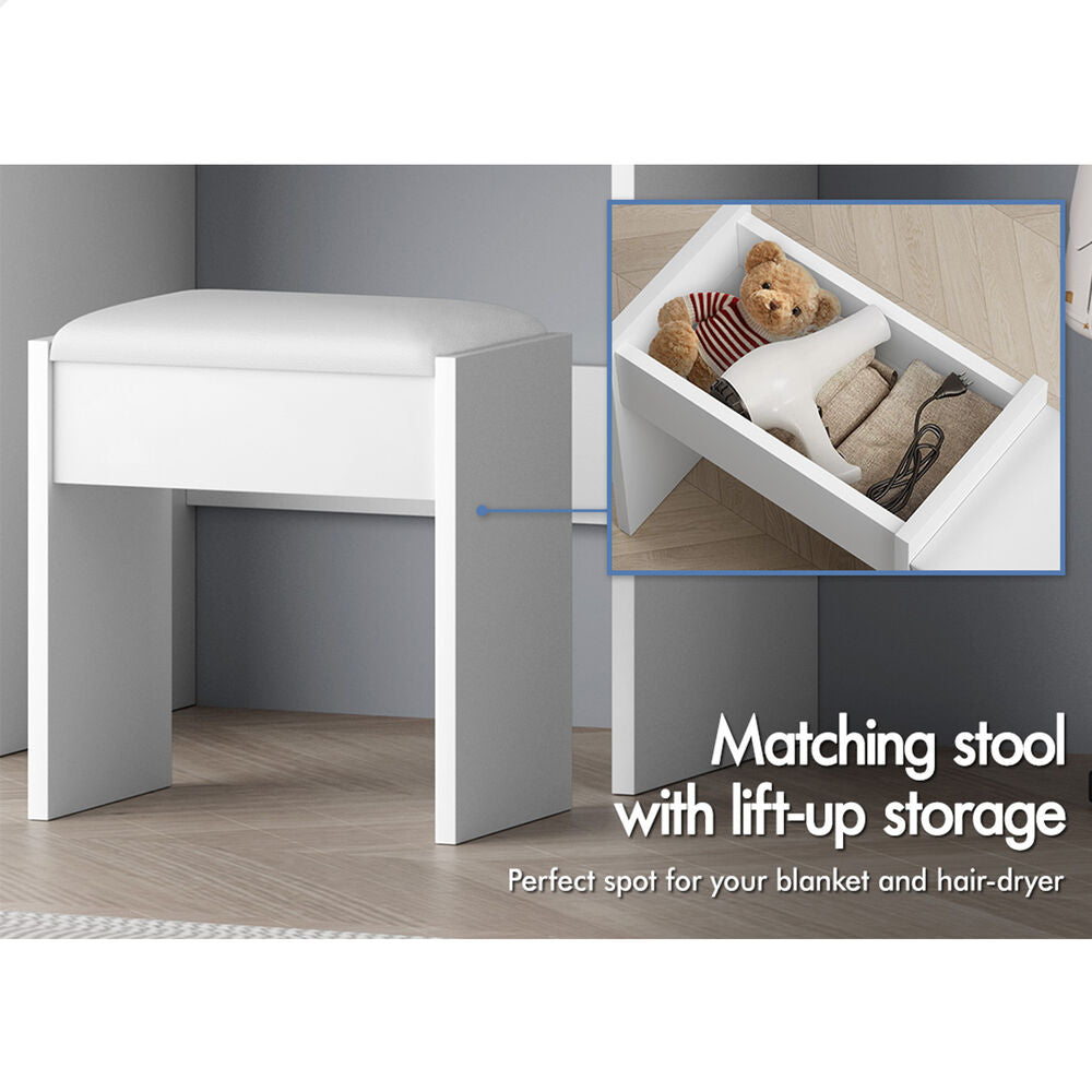 ALFORDSON Dressing Table Stool Set Makeup Mirror Vanity Desk Cabinet White