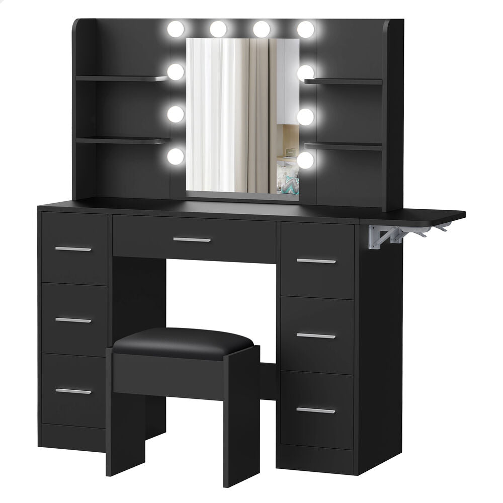 ALFORDSON Dressing Table Stool Set Makeup Mirror Vanity Desk LED Bulbs Black