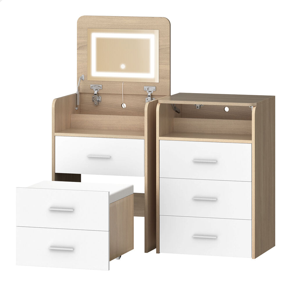 ALFORDSON 2x Dressing Table Stool Set 2-In-1 Makeup Mirror Vanity Desk Wood