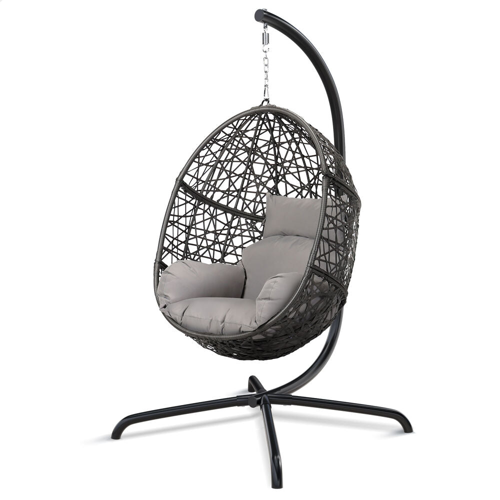 ALFORDSON Outdoor Egg Swing Chair Wicker Rattan Pod Hanging Seat Light Grey
