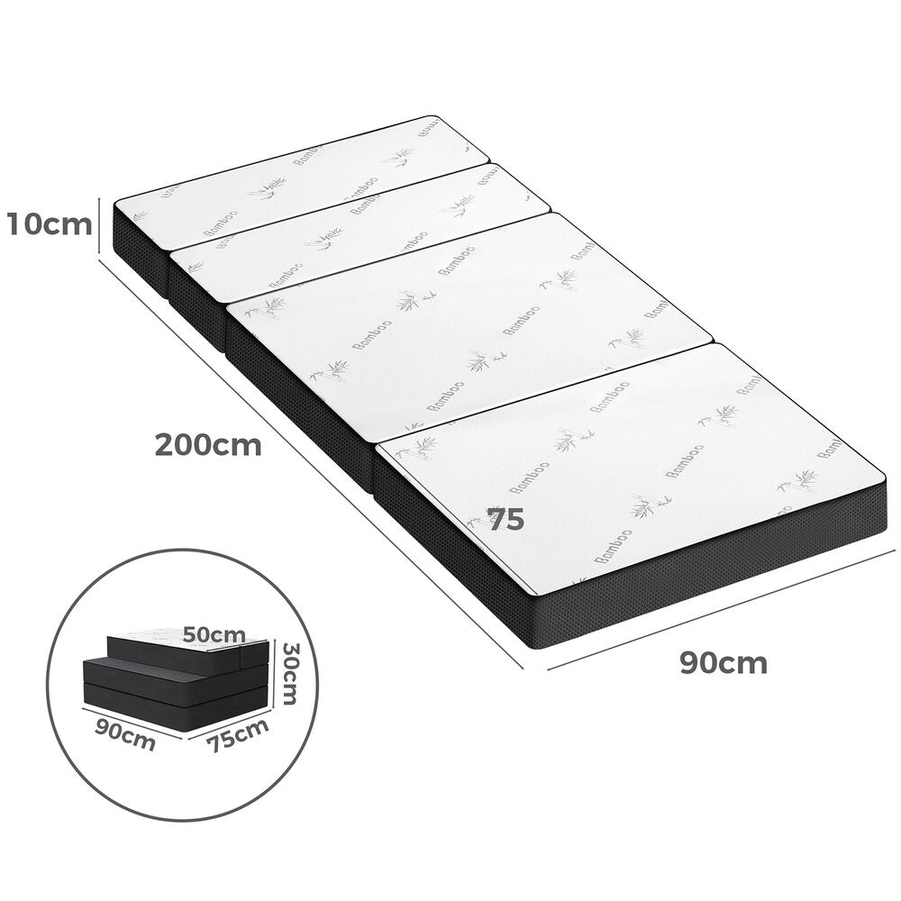 STARRY EUCALYPT Folding Mattress Mesh Bamboo Fabric Foldable Lounge King Single